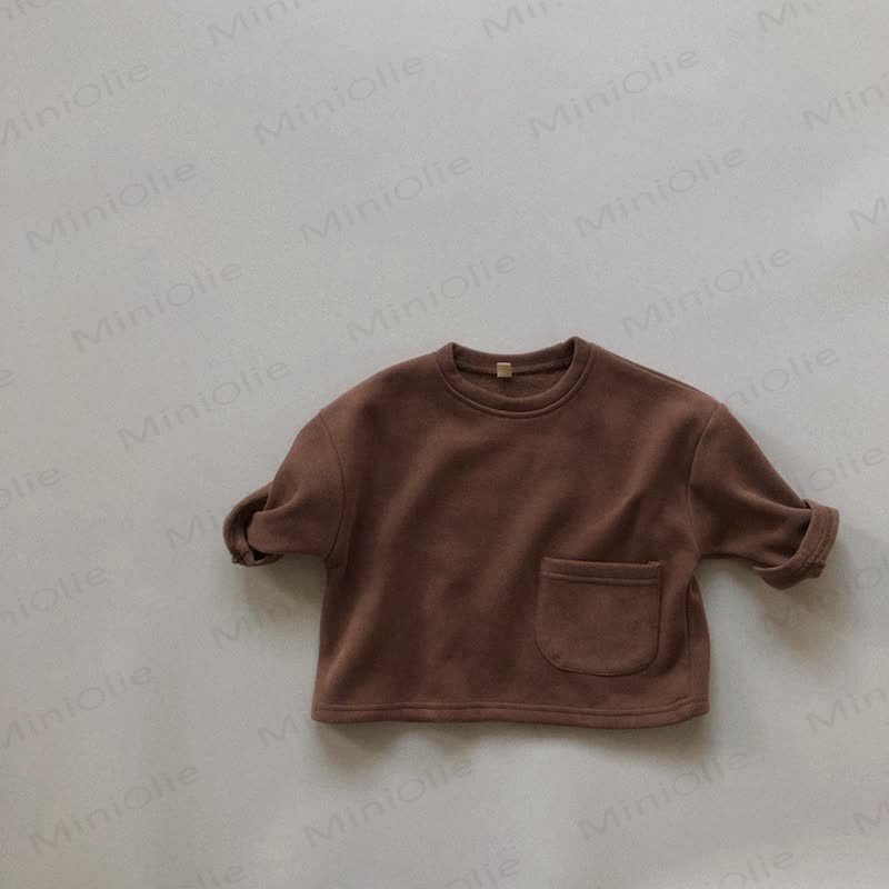 Toddler Solid Color Inner Fleece T-Shirt - Coffee - 8Y - image 12