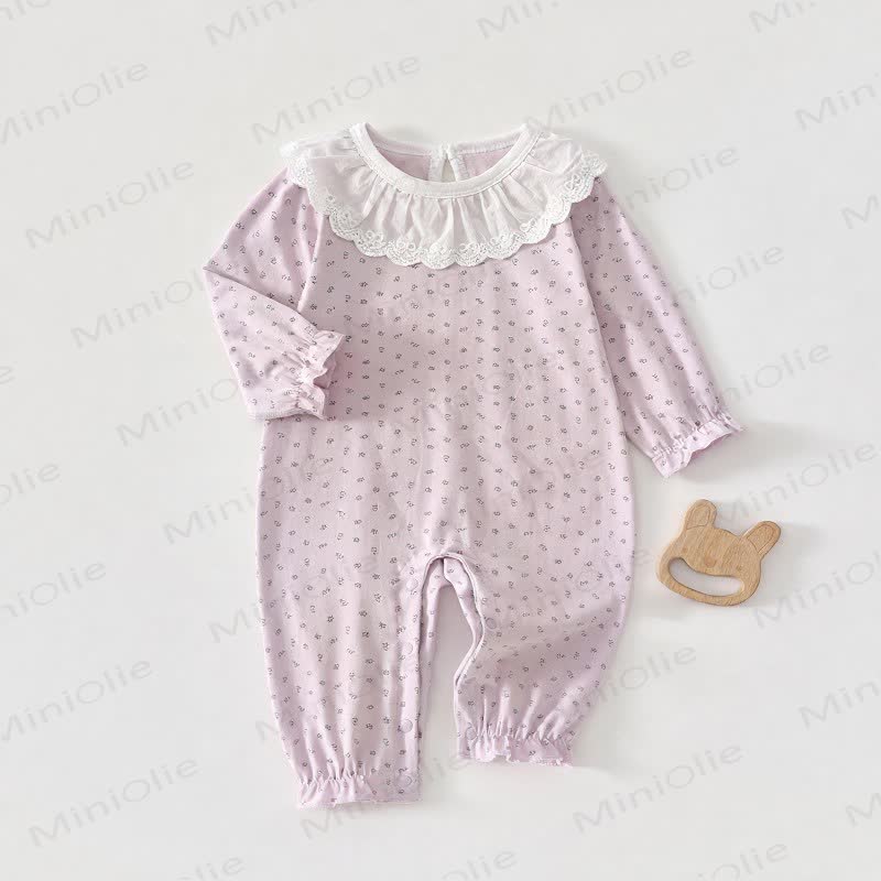 Baby Lace Collar Cotton Romper - Pink - 18-24M - image 4
