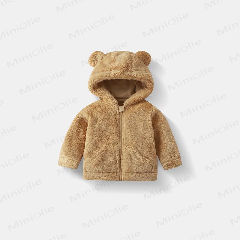 Baby Toddle Hooded Solid Color Fleece Outerwear - Yellow - 5-7T - image 6