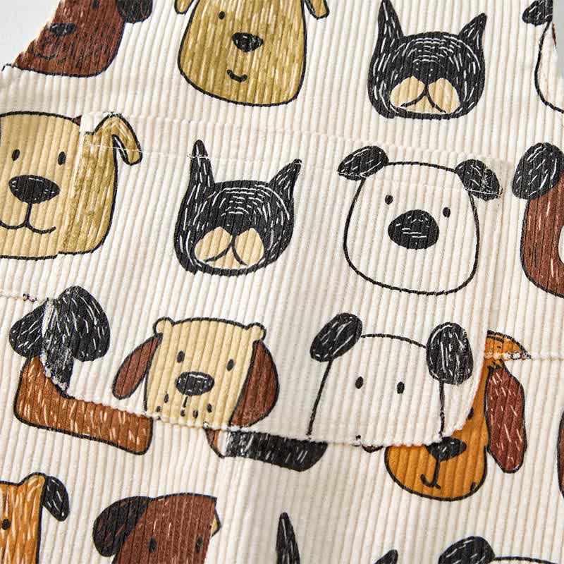 Baby Toddler Cartoon Dog Print Beige Overalls - image 7