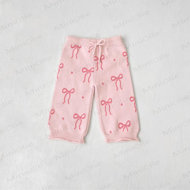 Baby Knit Bow Pink Cardigan/Pants - Pink Pants - 2-3T - image 6