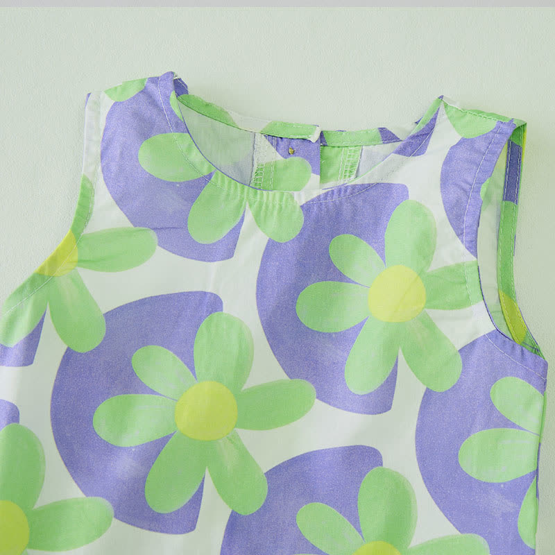 Baby 2-piece Flower Dot Blue Sleeveless Set - image 4