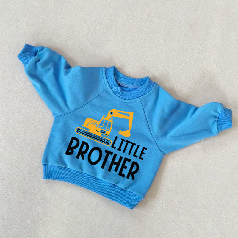 BIG/LITTLE BROTHER Baby Toddler Excavator Blue Sweatshirt - Lil Brother - 3-5T - image 2