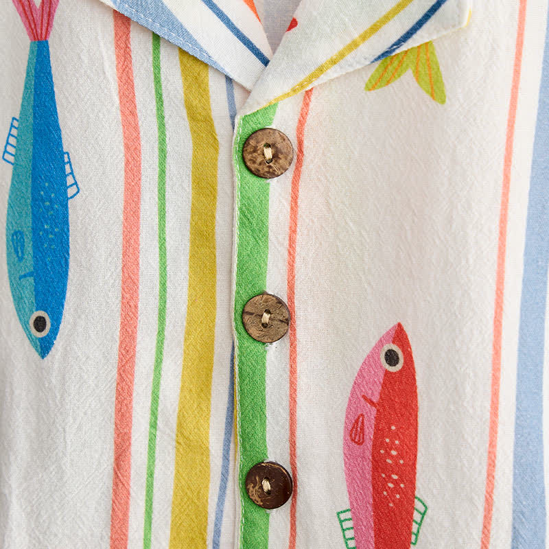 Baby Toddler Boys Fish Striped Shirt and Shorts 2-piece Set - image 5