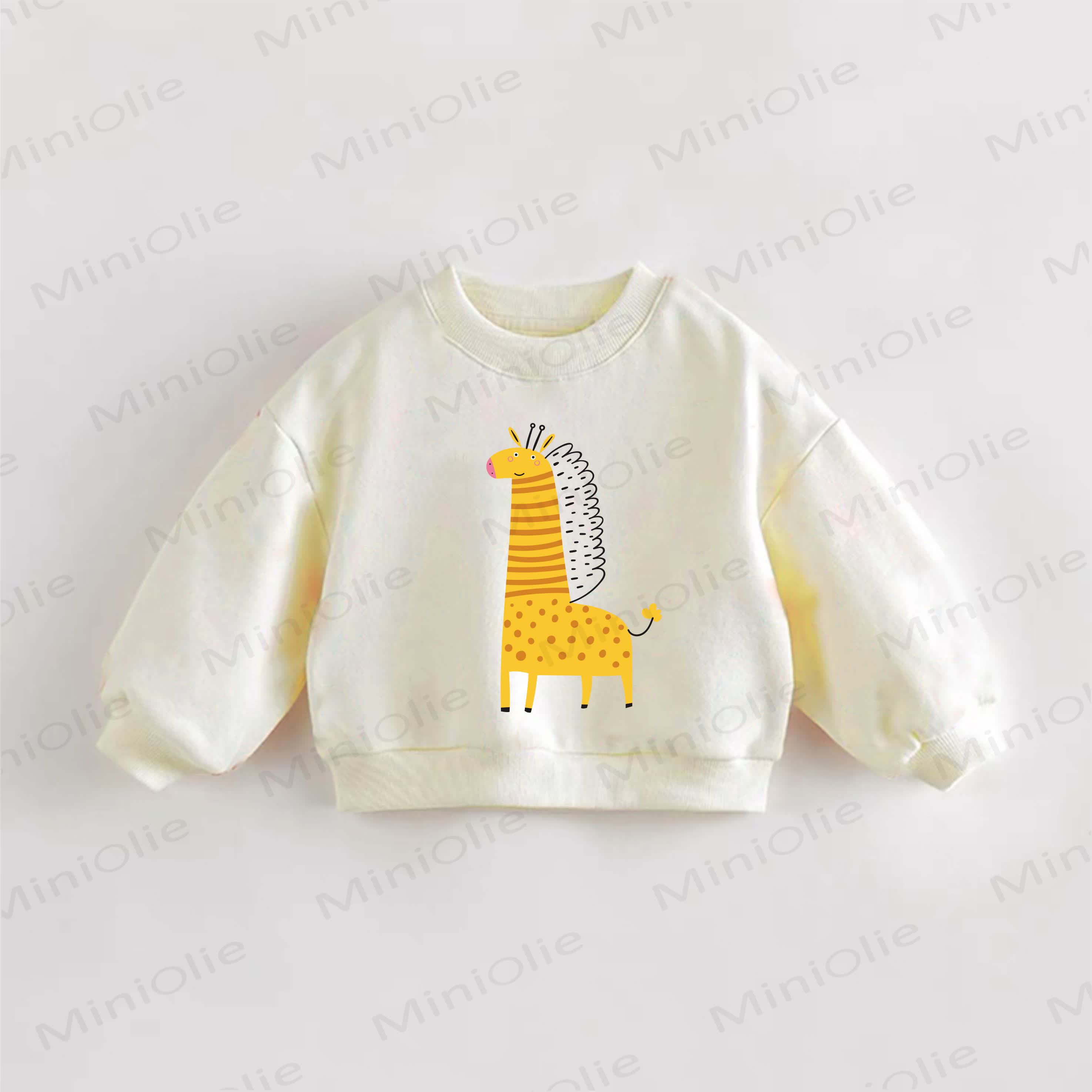 Baby Toddler Giraffe Print Sweatshirt - Cream - 3-5T - image 1