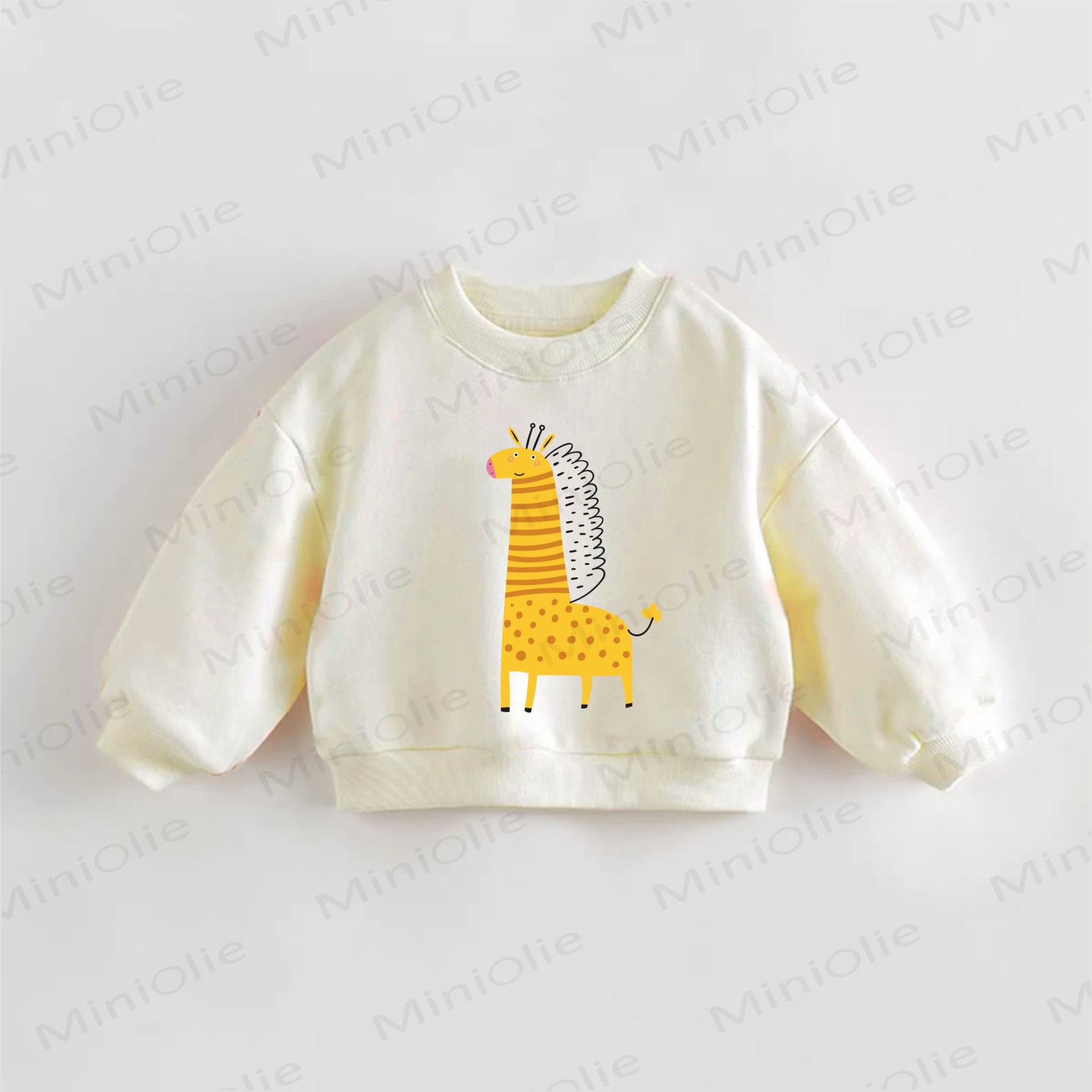 Baby Toddler Giraffe Print Sweatshirt - Cream - 3-5T - image 1