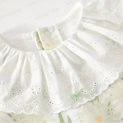 Baby Girl Flower Green Romper - image 3