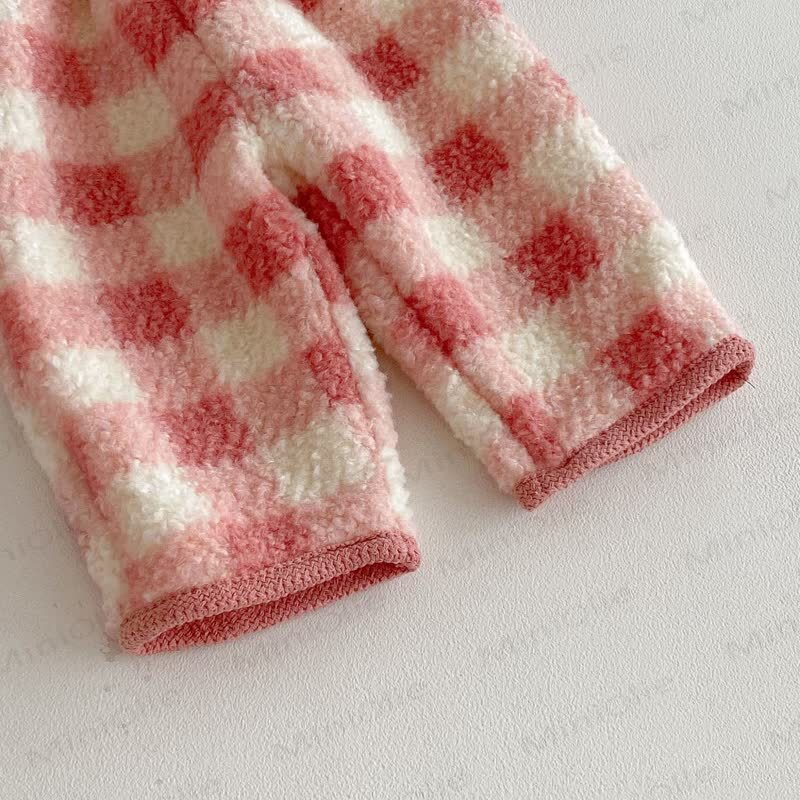 Baby Toddler Girl Fleece Red White Check Outerwear & Pants - image 14