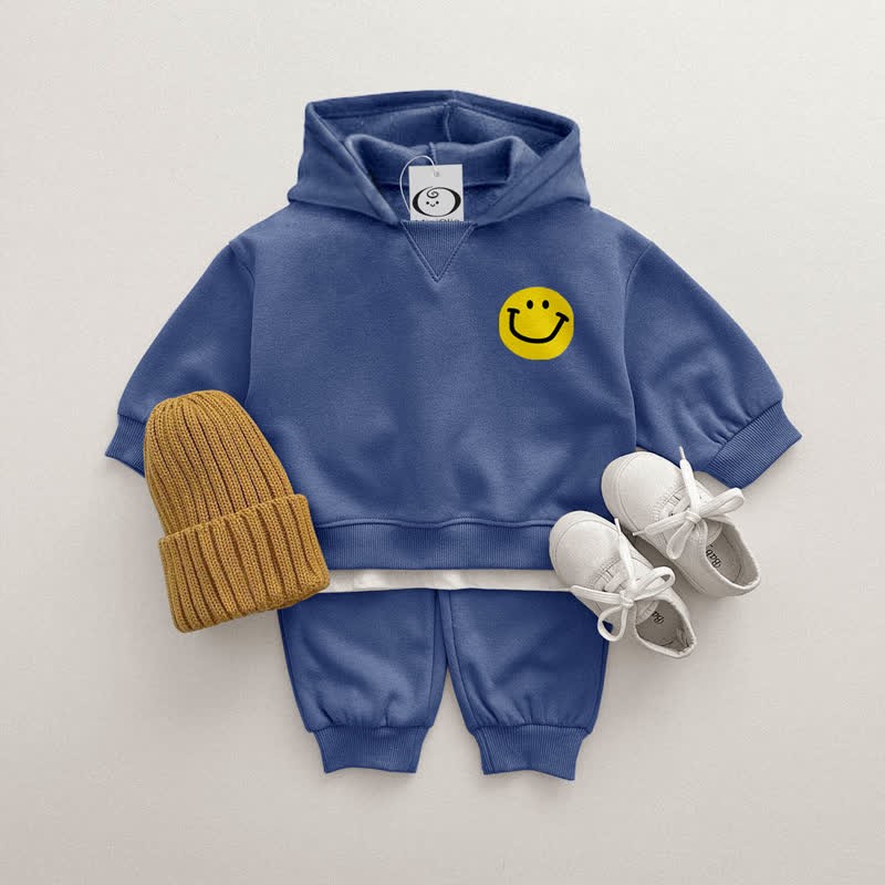 Baby 2-Piece Happy Face Blue Sweatsuit Set - image 2