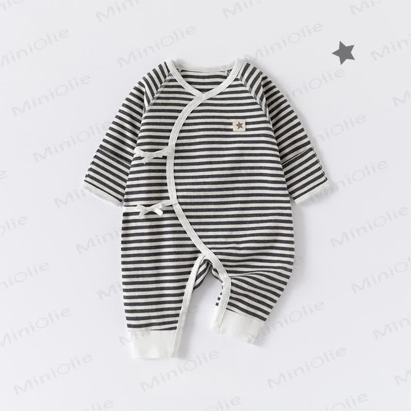 Baby Cute Newborn Kimono Sleepwear Romper - Dark Gray - 12-18M - image 4