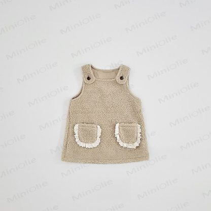 Baby Toddler Girl Solid Color Lace Sleeveless Dress - Khaki - 5-6Y - image 4