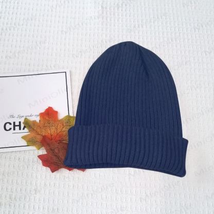 Baby Solid Color Simple Knitted Beanie - Navy - 12-24M - image 12