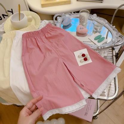 Toddler Girl Lace Casual Essential Pants - Pink - 12-13T - image 9