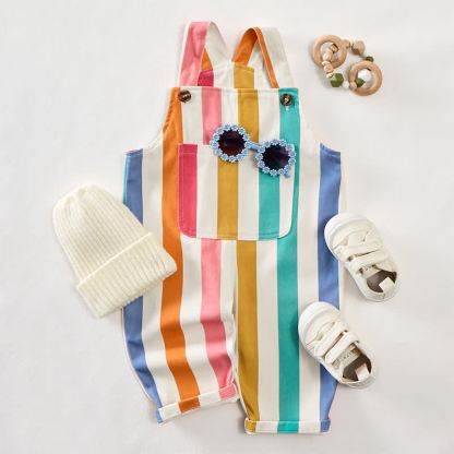 Baby Toddler Colorful Stripes Overalls - image 4