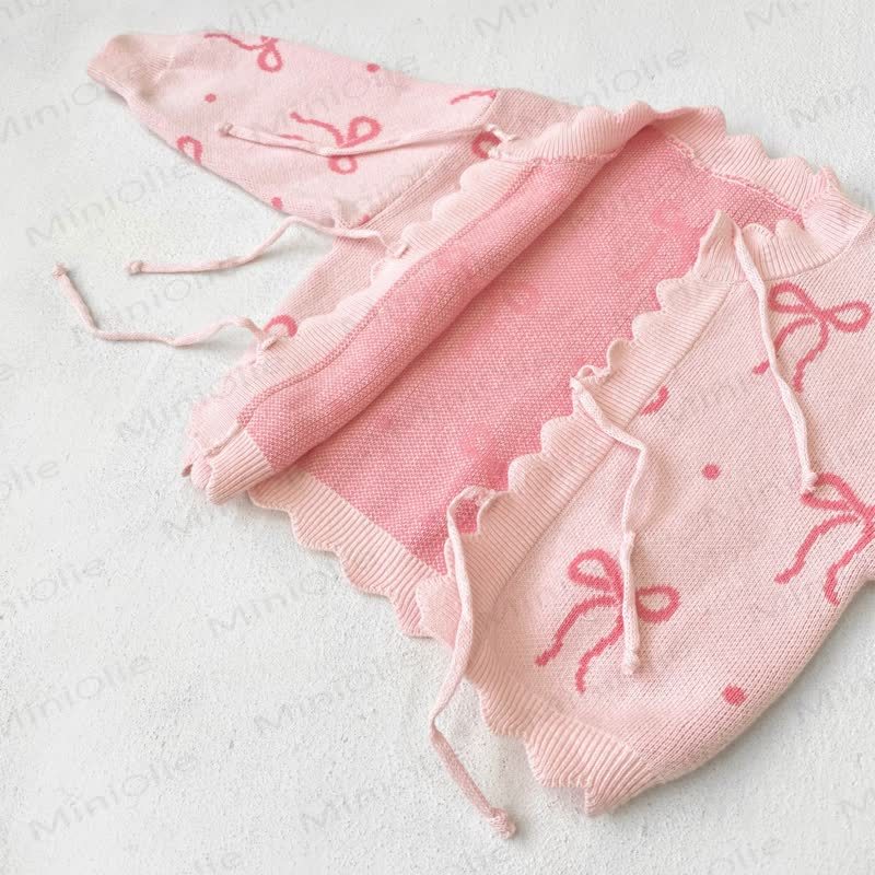 Baby Knit Bow Pink Cardigan/Pants - image 7