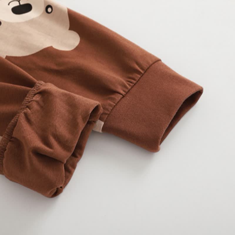 Toddler Kid Brown Bear Print Long Sleeve Loungewear Set - image 7