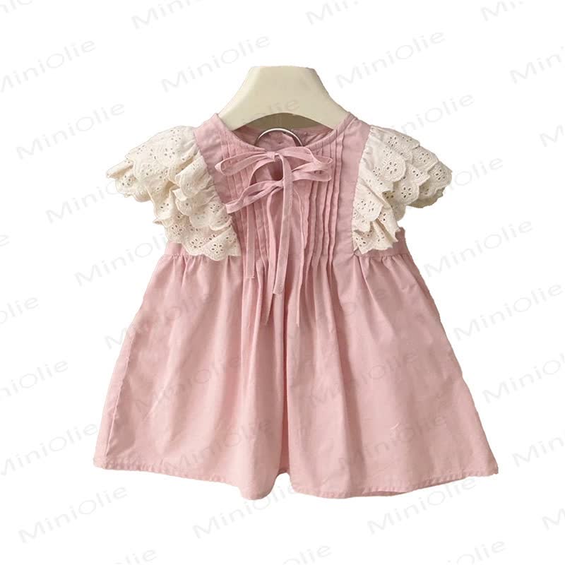 Toddler Lace Ruffled Sleeves Pink Dress - image 4