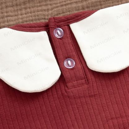 Baby Petal Collar Rib Romper with Hat - image 4