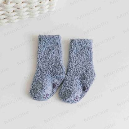 Baby Solid Color Fleece Floor Socks - Blue - 3-5T - image 11