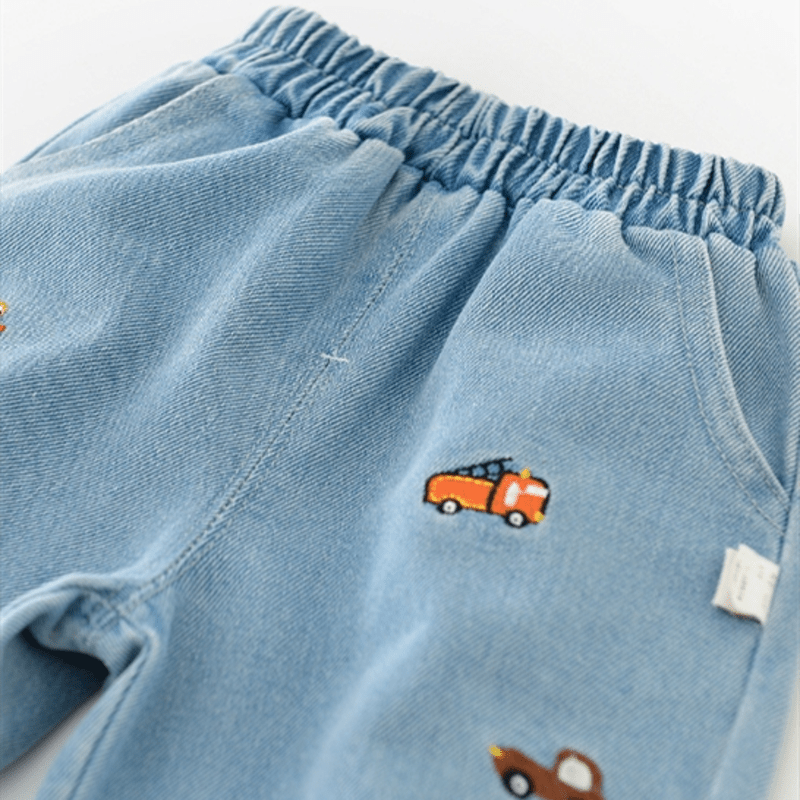 Baby Denim Embroidered Vehicle Pants - image 8