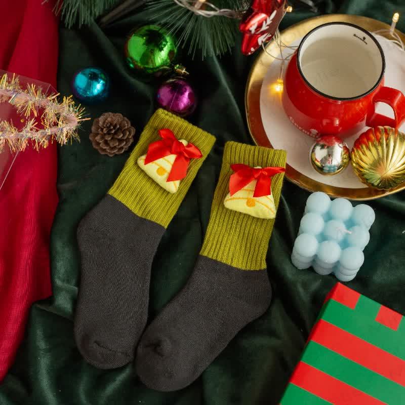 Baby Christmas 3D Doll Warm Floor Socks - Dark Grey Bell - 6-10T - image 11