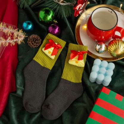 Baby Christmas 3D Doll Warm Floor Socks - Dark Grey Bell - 6-10T - image 11