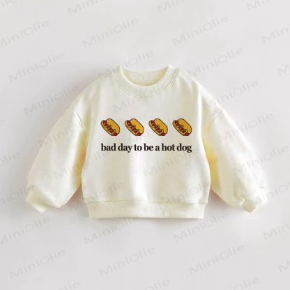 BAD DAY TO BE A HOT DOG Baby Toddler Print Cream Sweatshirt - Cream - 3-5T - image 1