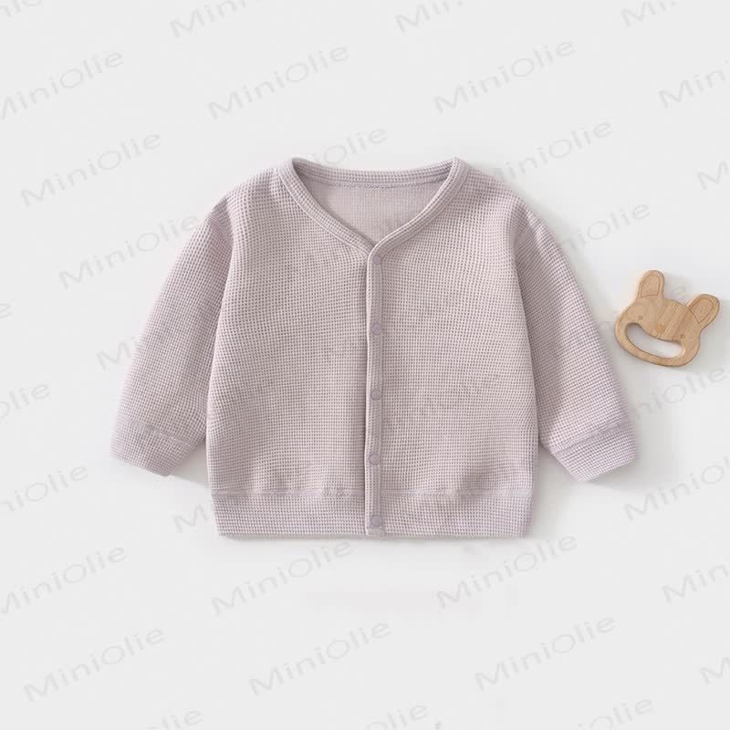 Baby Toddler Waffle Knit Front Snap Cardigan Coat - Purple - 3-4T - image 4