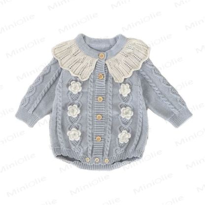 Baby Flower Emboidered Knit Bodysuit - image 7