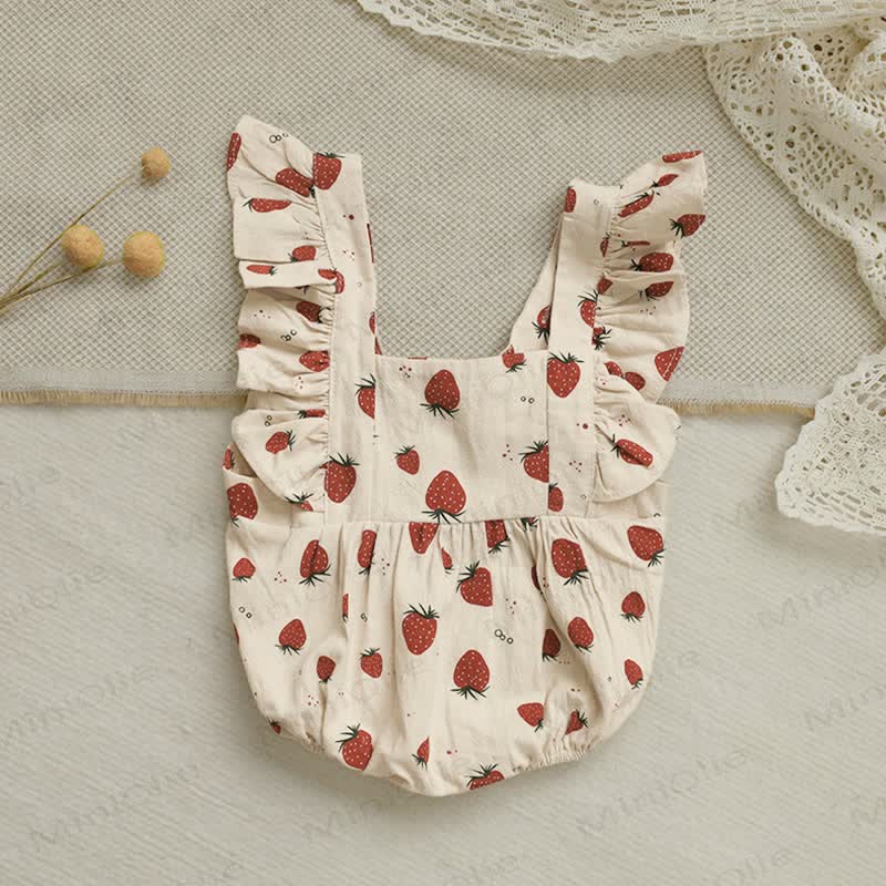 Baby Strawberry Ruffle Vintage Bodysuit - image 2