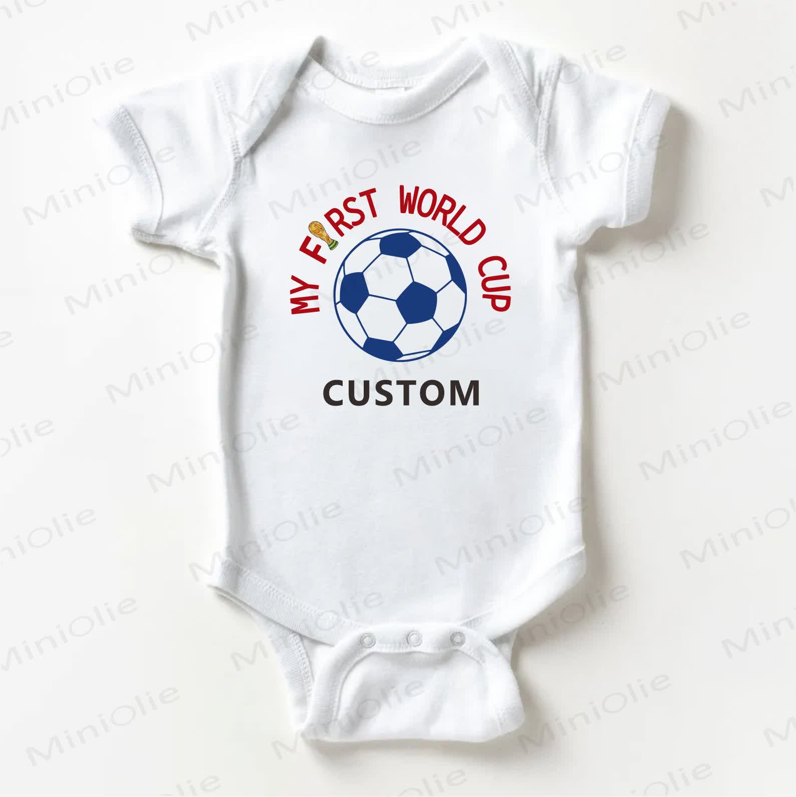 Name Customization Football Slogan Baby White Bodysuit - White - 18-24M - image 1