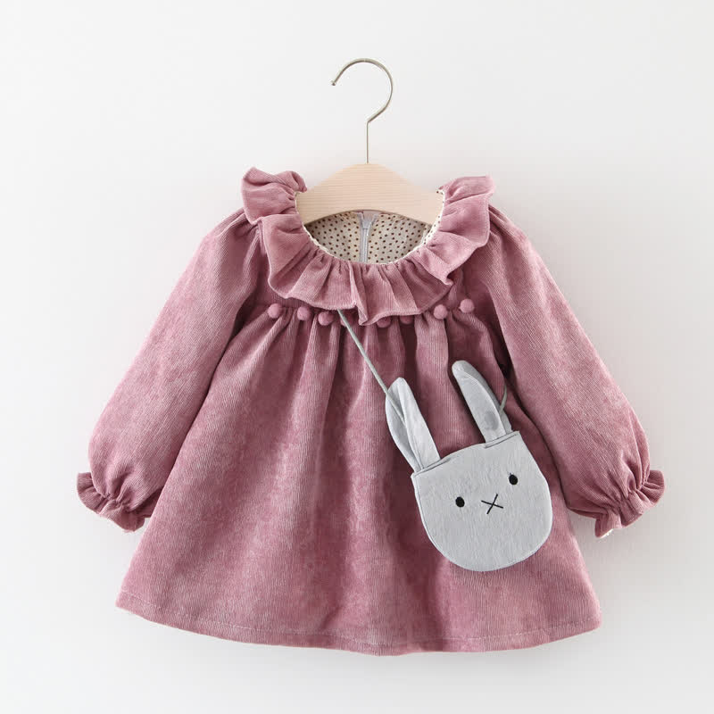 Baby Pompom Dress with Bunny Bag - Purple - 2-3T - image 2