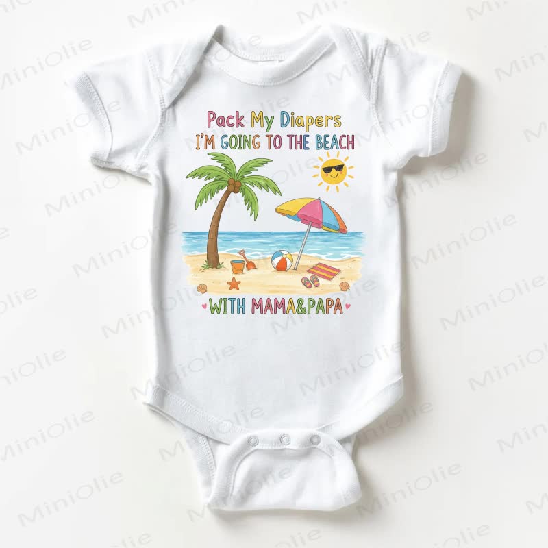 PACK MY DIAPERS I'M GOING TO THE BEACH WITH MAMA&PAPA Baby White Bodysuit - White - 18-24M - image 1