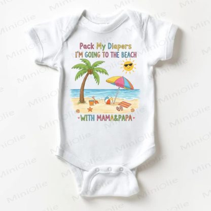 PACK MY DIAPERS I'M GOING TO THE BEACH WITH MAMA&PAPA Baby White Bodysuit - White - 18-24M - image 1