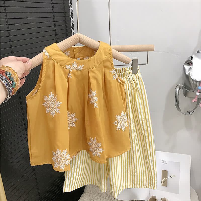 Toddler Embroidered Tank and Striped Pants 2-Piece Set - image 5