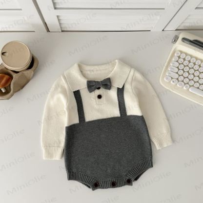 Baby Fake 2pcs Bow Knit Bodysuit - Grey - 18-24M - image 3