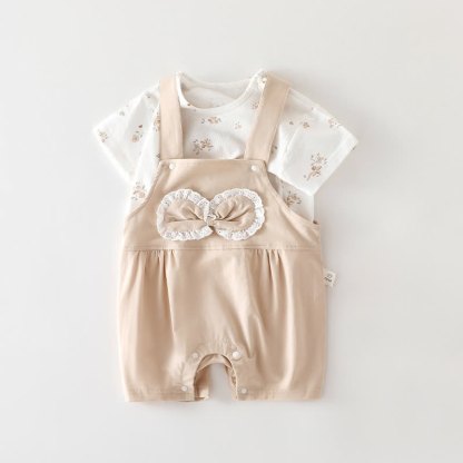 Baby Animal/Bows Overalls and Tee 2-piece Set - Beige Bows - 2-3T - image 6