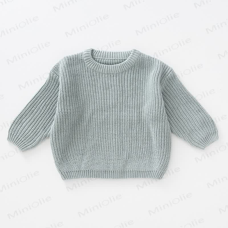 Baby Knitted Solid Color Simple Sweater - Blue - 4-5T - image 9