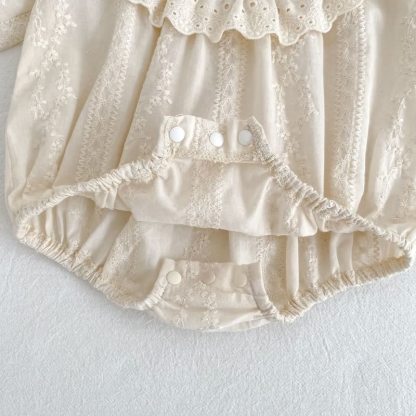 Baby Lace Bow Beige Bodysuit - image 9