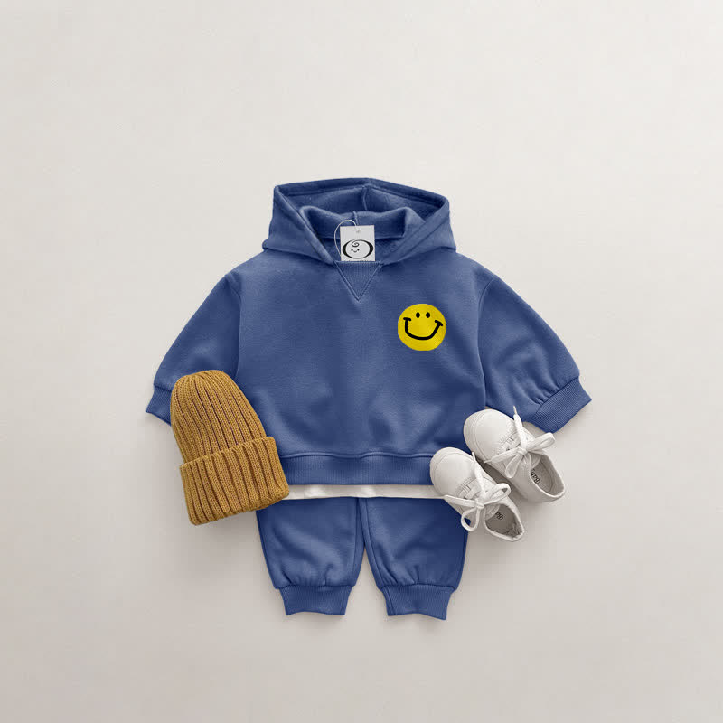 Baby 2-Piece Happy Face Blue Sweatsuit Set - image 1