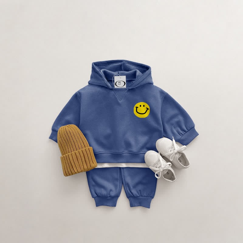 Baby 2-Piece Happy Face Blue Sweatsuit Set - image 1