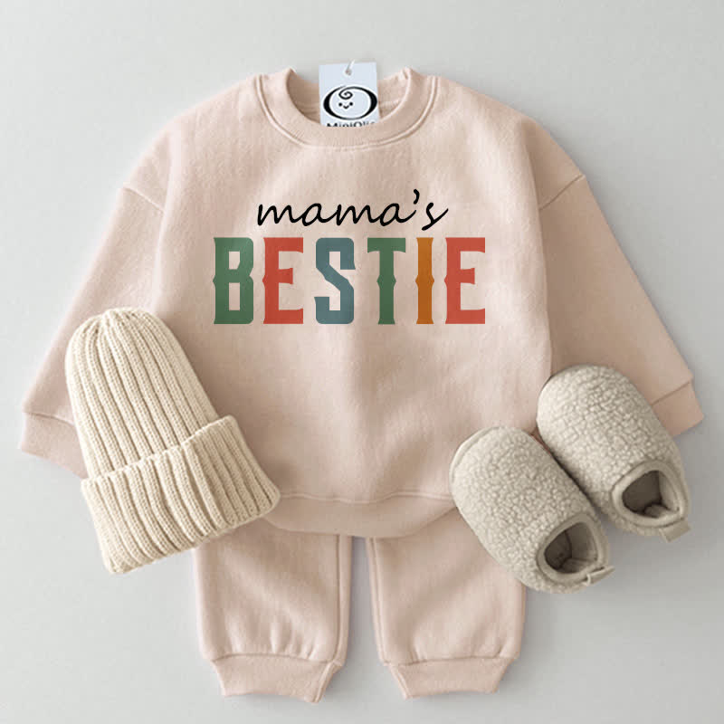 MAMA/MAMA'S BESTIE Mommy and Me Sweatshirt/Set - Beige - Baby Set: 2-3T - image 2