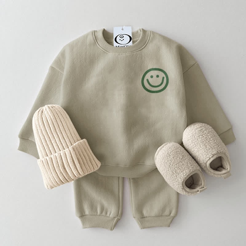 Baby 2-Piece Simple Cute Smile Set - Grey Green - 2-3T - image 2