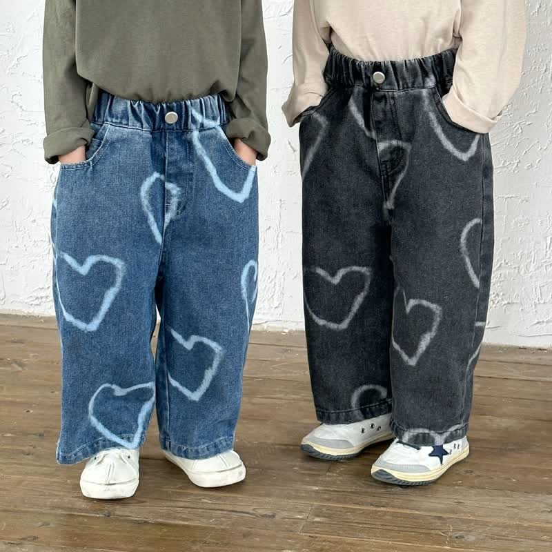 Toddler Lovely Heart Denim Loose Pants - image 4