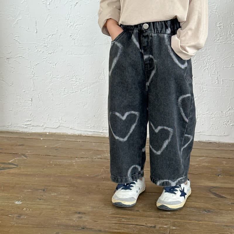 Toddler Lovely Heart Denim Loose Pants - image 11