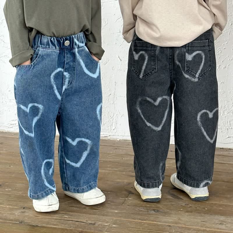 Toddler Lovely Heart Denim Loose Pants - image 6