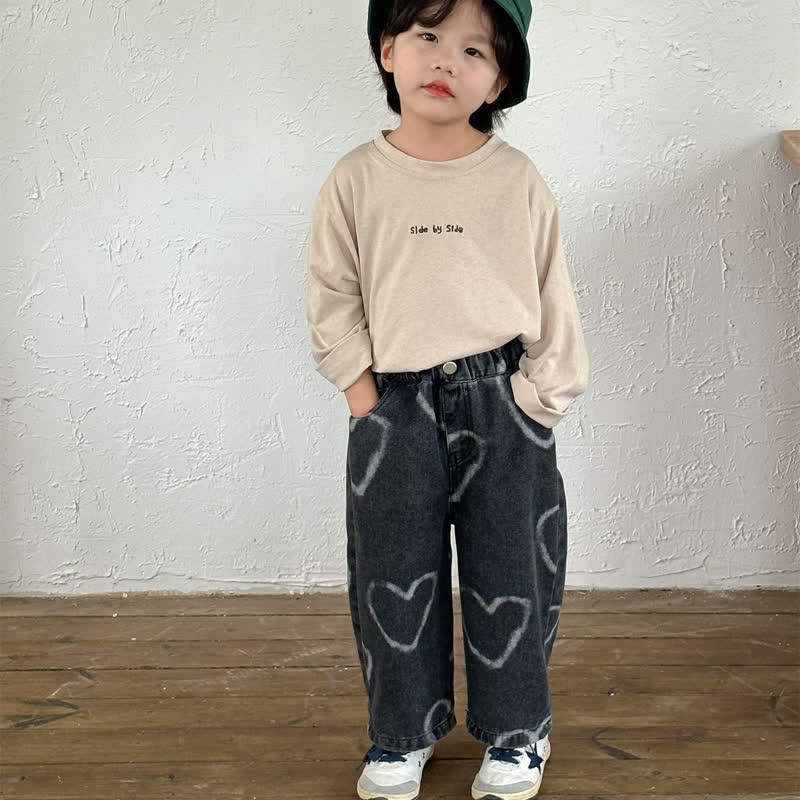 Toddler Lovely Heart Denim Loose Pants - image 9