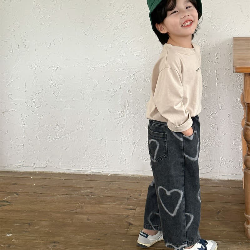 Toddler Lovely Heart Denim Loose Pants - image 10