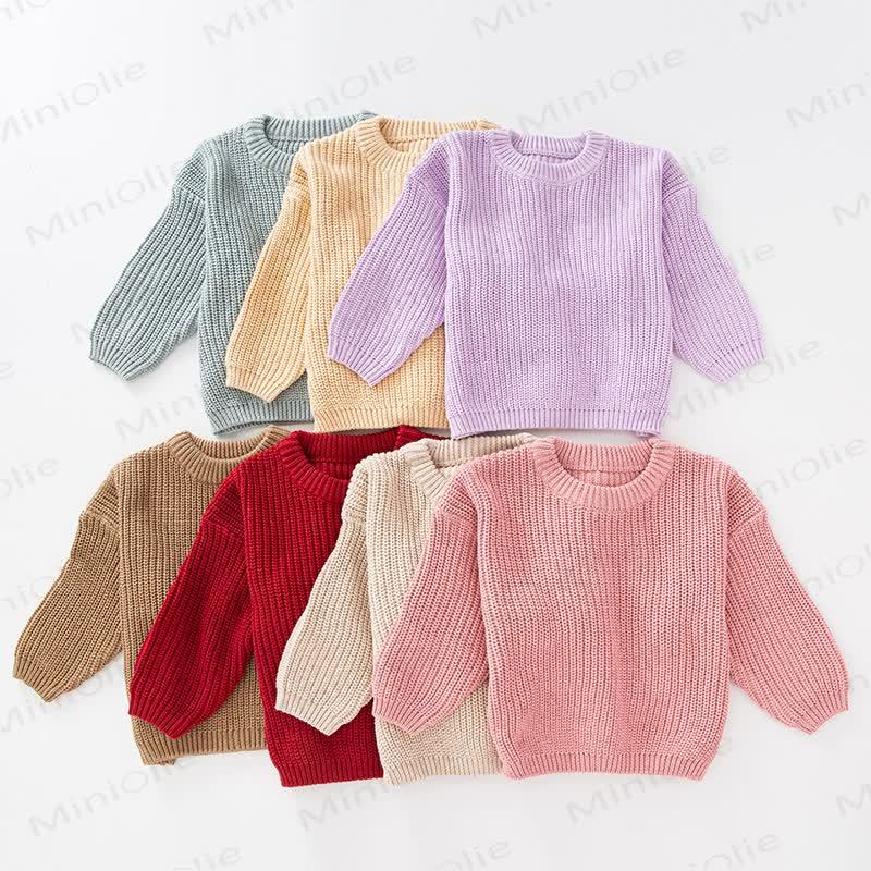 Baby Knitted Solid Color Simple Sweater - image 1
