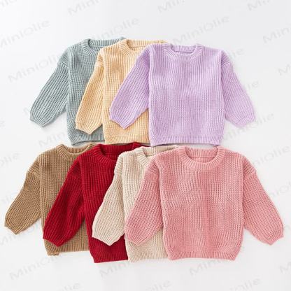 Baby Knitted Solid Color Simple Sweater - image 1